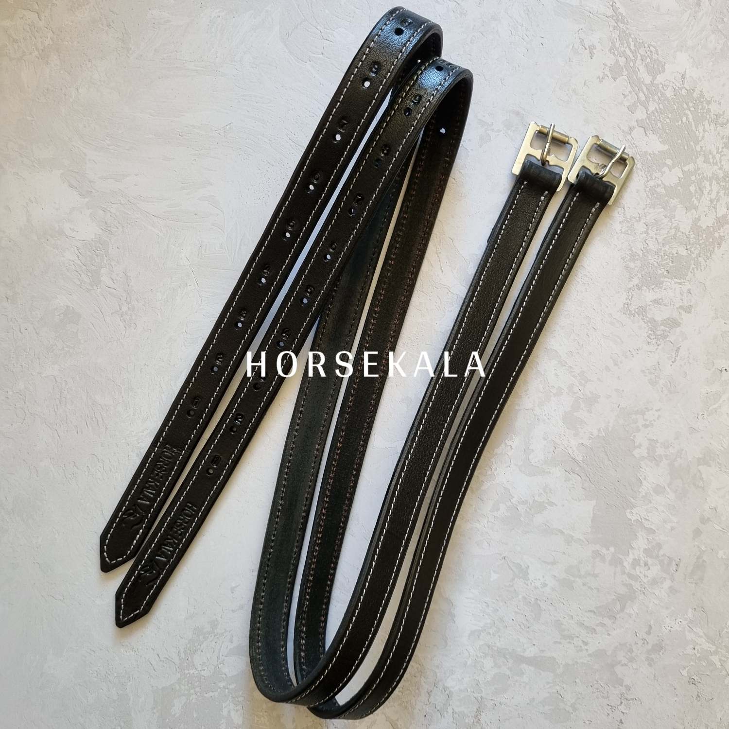 Stitch leather stirrup straps